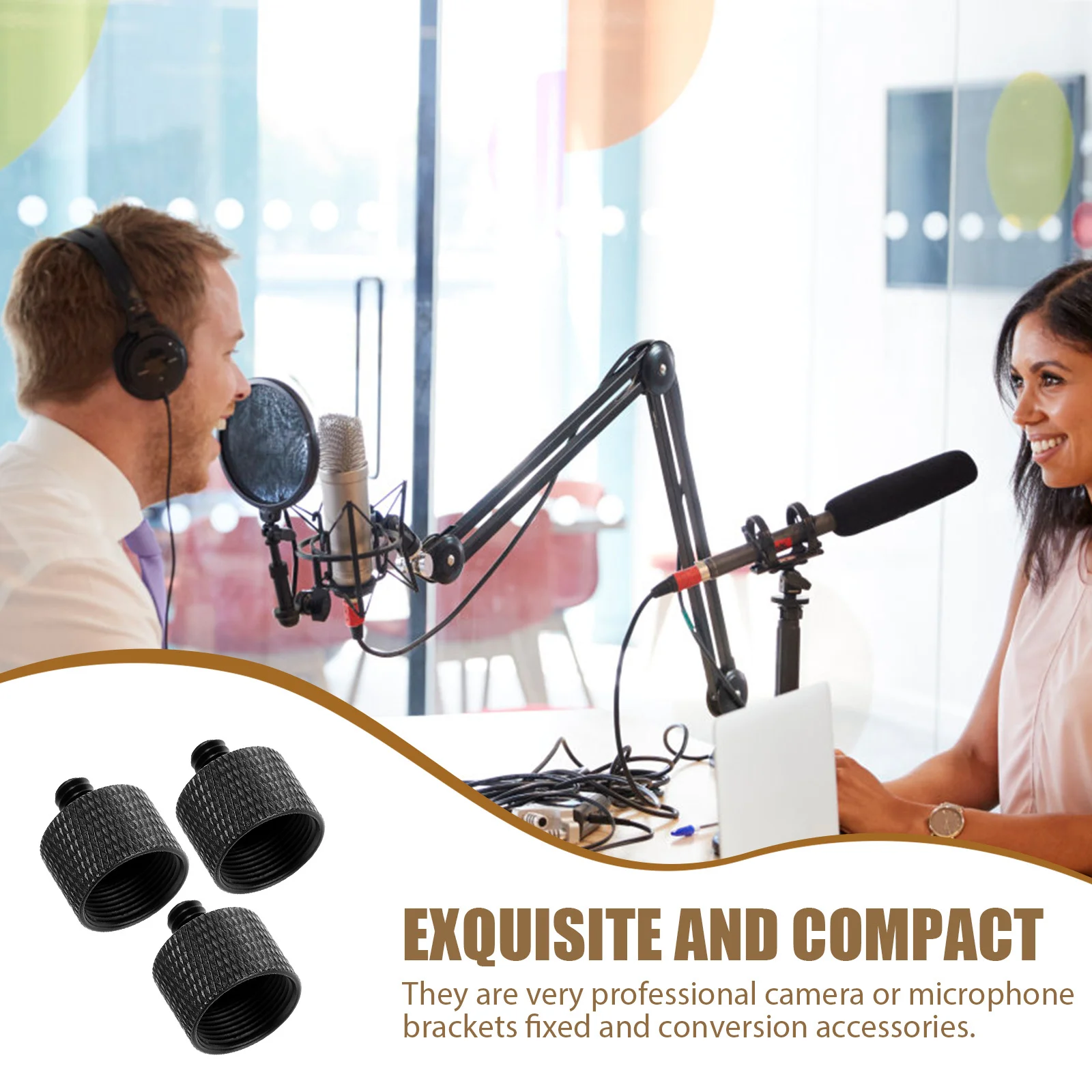 3Pcs Microphone Holder Connecting Screws Adapter Aluminum Alloy Durable Tripod Thread Mount Adapter Mic Stand Accessories