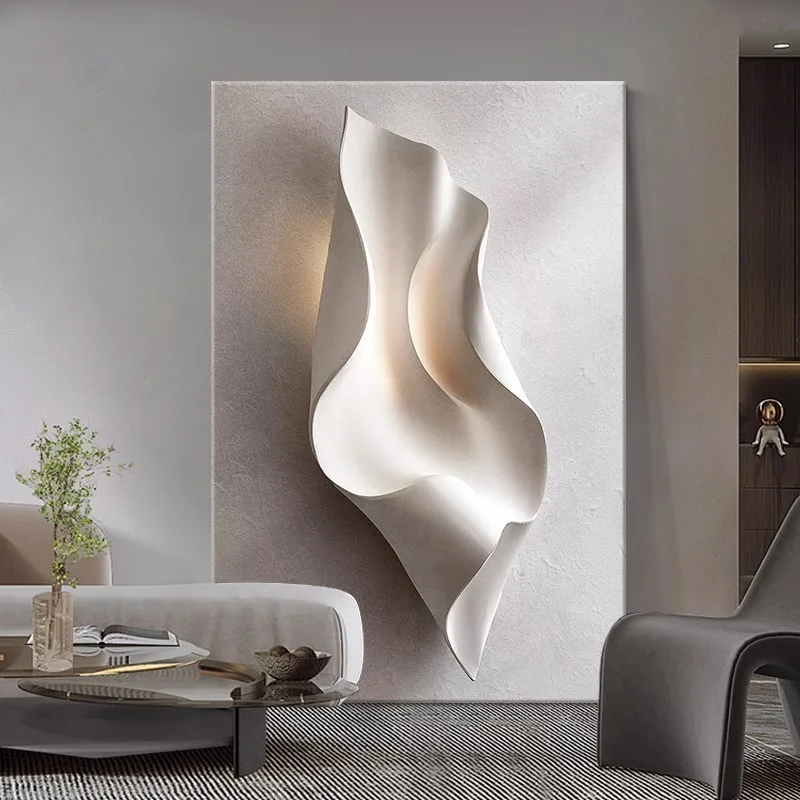 Simple and modern high-end living room floor decoration painting, relief three-dimensional sofa background wall mural entrance