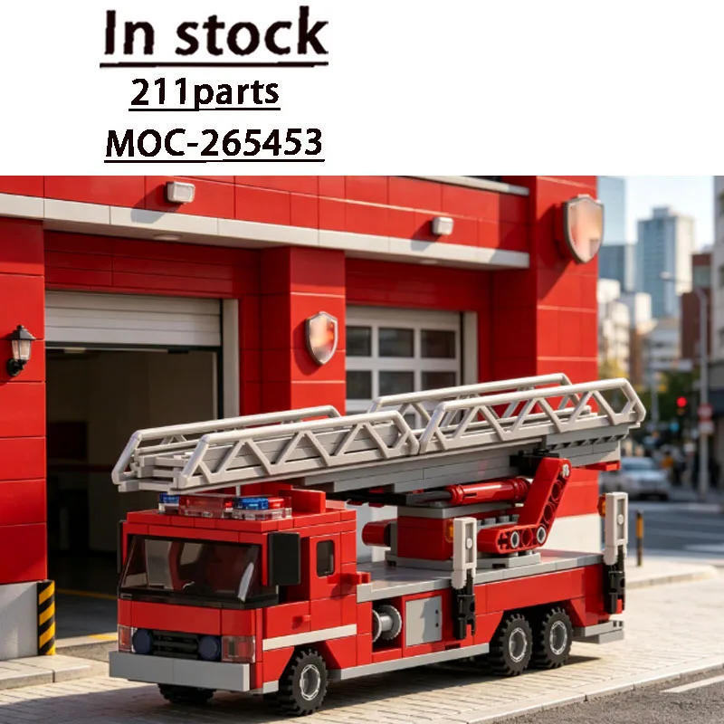 City MOC-265453 Emergency Fire Department Fire Truck Building Block Set 211 Pieces Creative Custom Birthday Christmas Toy Gift