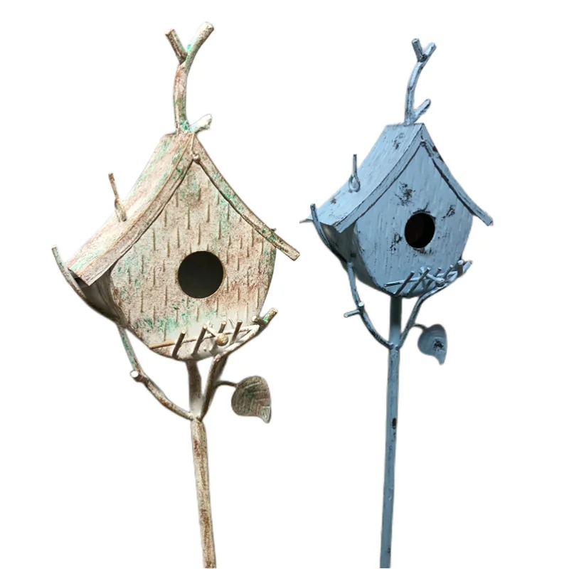 

*European Country Bird House Iron Small Tree House Flower Arrangement Modern for Garden Courtyard Decoration