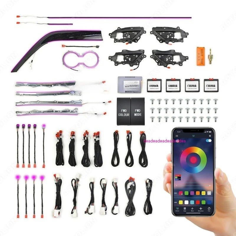 

Hot Sales Car RGB Led Lighting System 64-Colors Ambient Auto Atmosphere Light for Camry 2018-2021