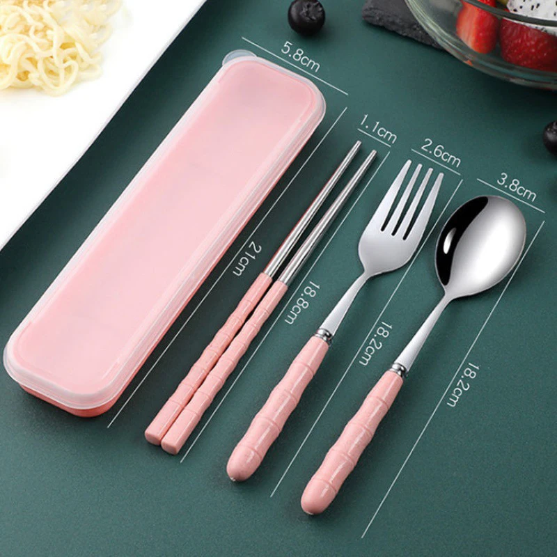 Portable Travel Cutlery Set With Case Stainless Steel Fork Spoon Knife Chopsticks Sets Tableware for Camping Kitchen Utensils