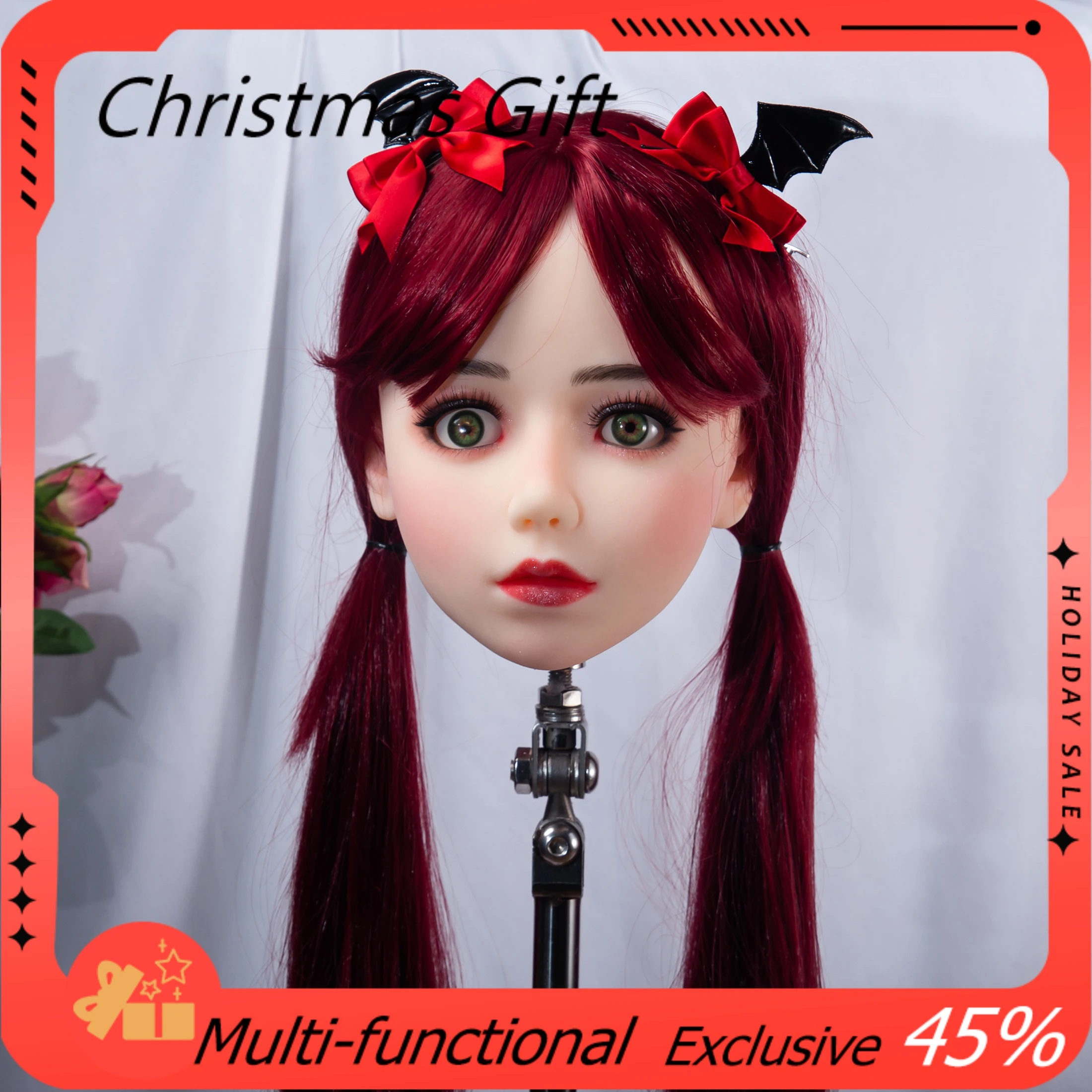 نموذج رأس بشري للبالغين M16 للجنسين مع واجهة لولبية وشعر مستعار مطابق للتلميذ