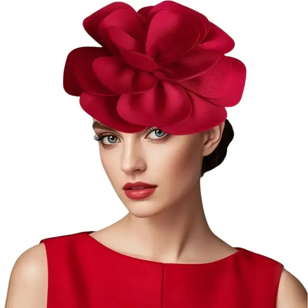 

Exquisite Large Rose Flower Headband Elegant Sweet Oversized Flower Headpiece Hair Hoop Top Hat Vintage Fascinator Hat Lady
