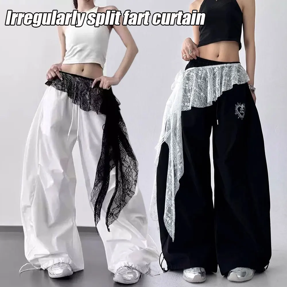 New Lace Mini Skirts Floral Lace Irregular skirts Jeans Pants Decor A-line High Waist Split Skirt Y2K Harajuku Pleated Skirts view 4