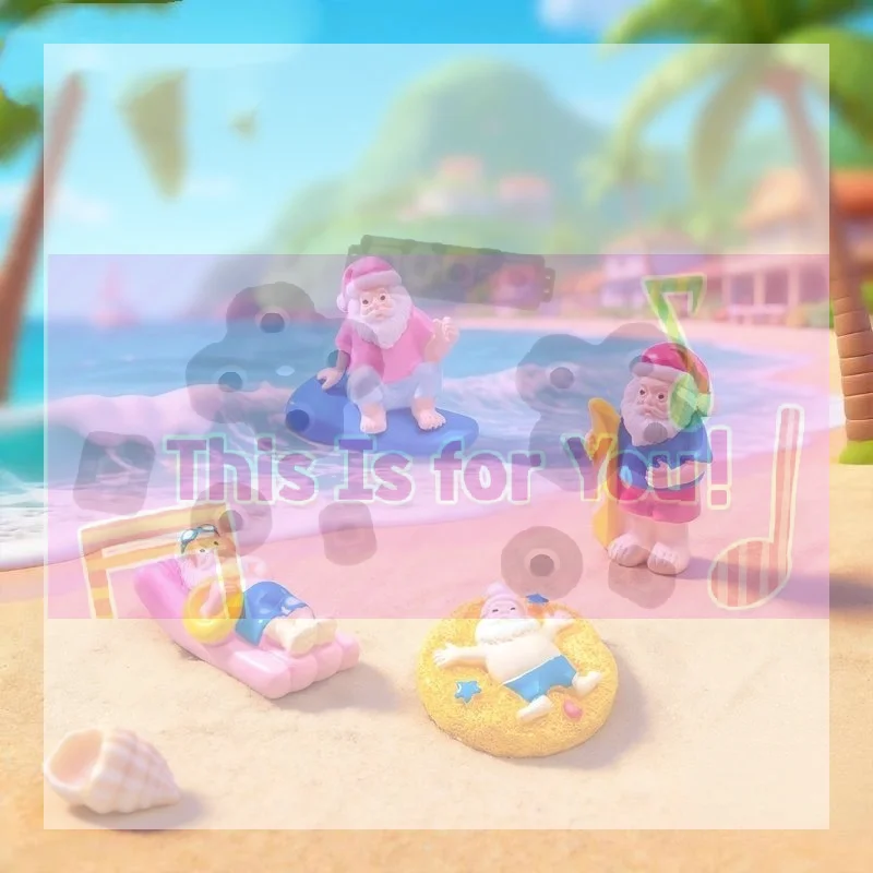 【MA】Mini Resin Summer Santa Claus Figurines Adorable Design For Beach Garden Desktop Decor
