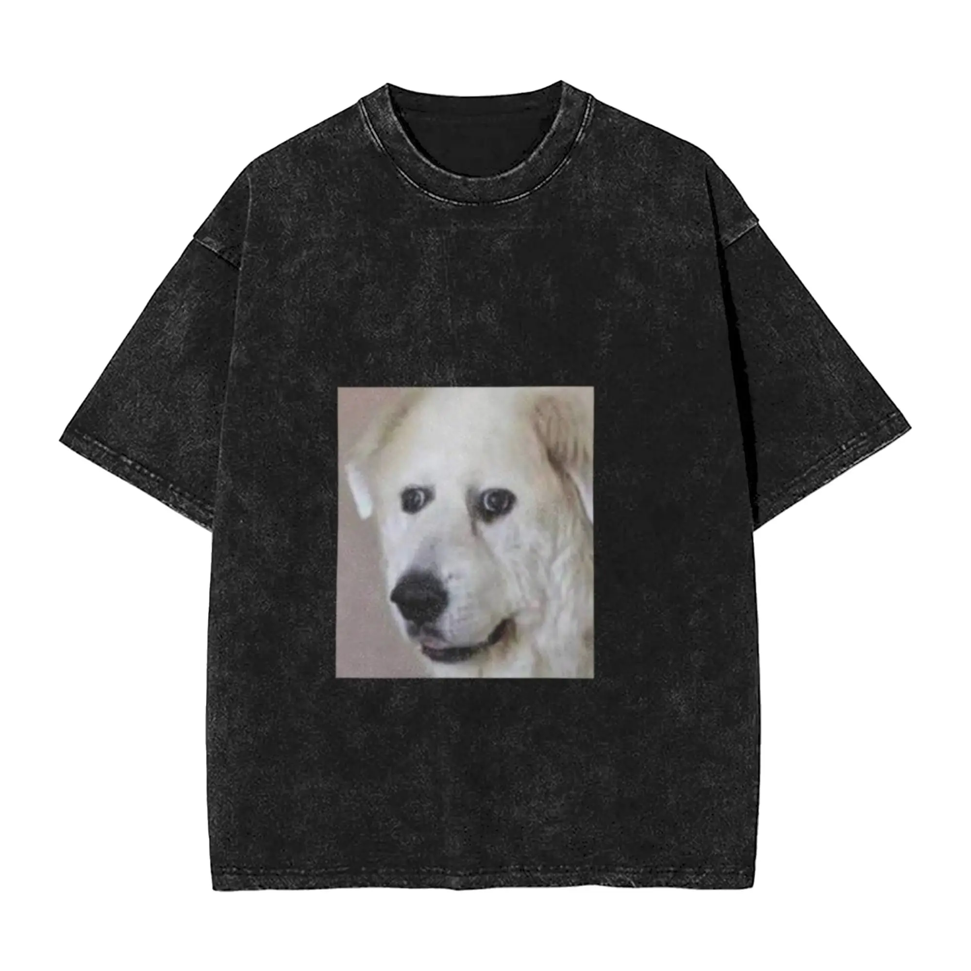 Scared Dog meme Classic Comfort A Washed T Shirt Men's Women's Oversized Cotton Tees Tops