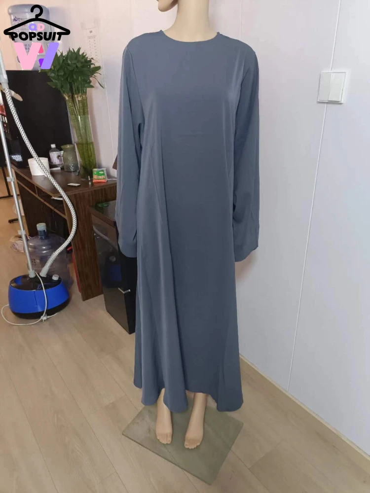 Imagem -03 - Vestido Abaya Muçulmano Feminino Mangas Compridas Punhos Largos Robe de Hemline Longo sobre o Size Solto Cinto Sólido Moda Novo in in