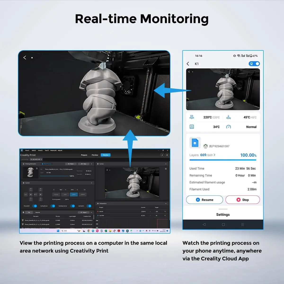 Creality K1C /K1 SE AI Camera HD Quality AI Detection Time-Lapse Filming Easy to Install For K1C/K1/ K1 Max 3D Printer Upgrade