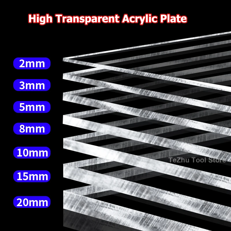 High Transparent Acrylic Plates Transparent Organic Glass Board Sheet Customized Processing Thickness 1/1.5/2/3/4/5/6/8/10mm