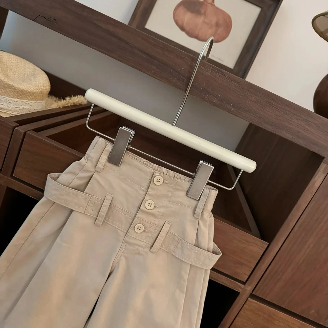 Versatile casual wear for baby girls summer new style khaki straight leg pants casual work pants