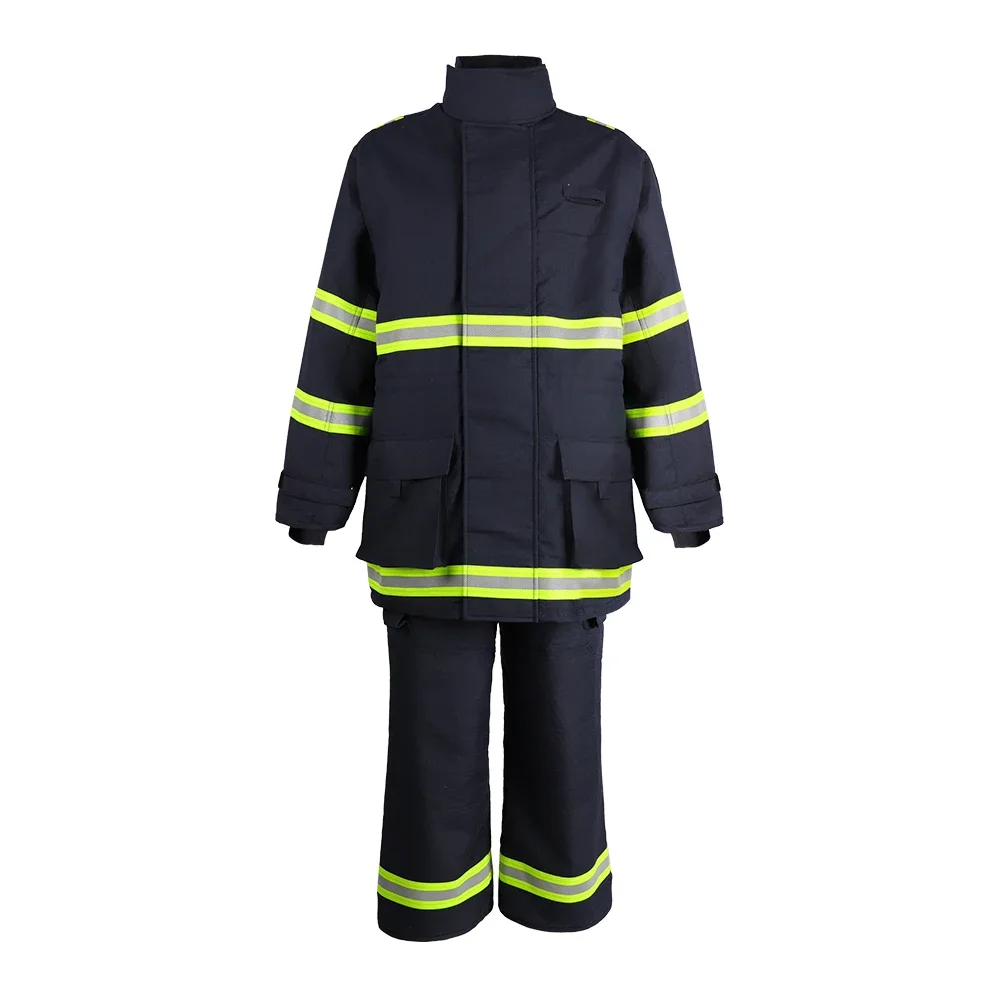 Navy Blue HRPro-J/P Firefighter Suit Nomex Coverall Workwear Flame Retardant Fireproof Breathable Anti-Static Made HPPE Material