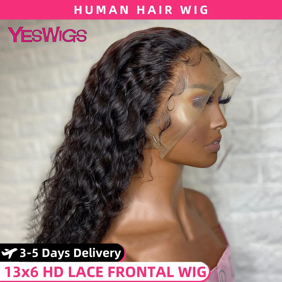 HD 13x4 Deep Curly Lace Front Human Hair Wigs Pre Plucked Brazilian 30 Inch Water Wave Glueless Lace Frontal Wig 100% Human Hair