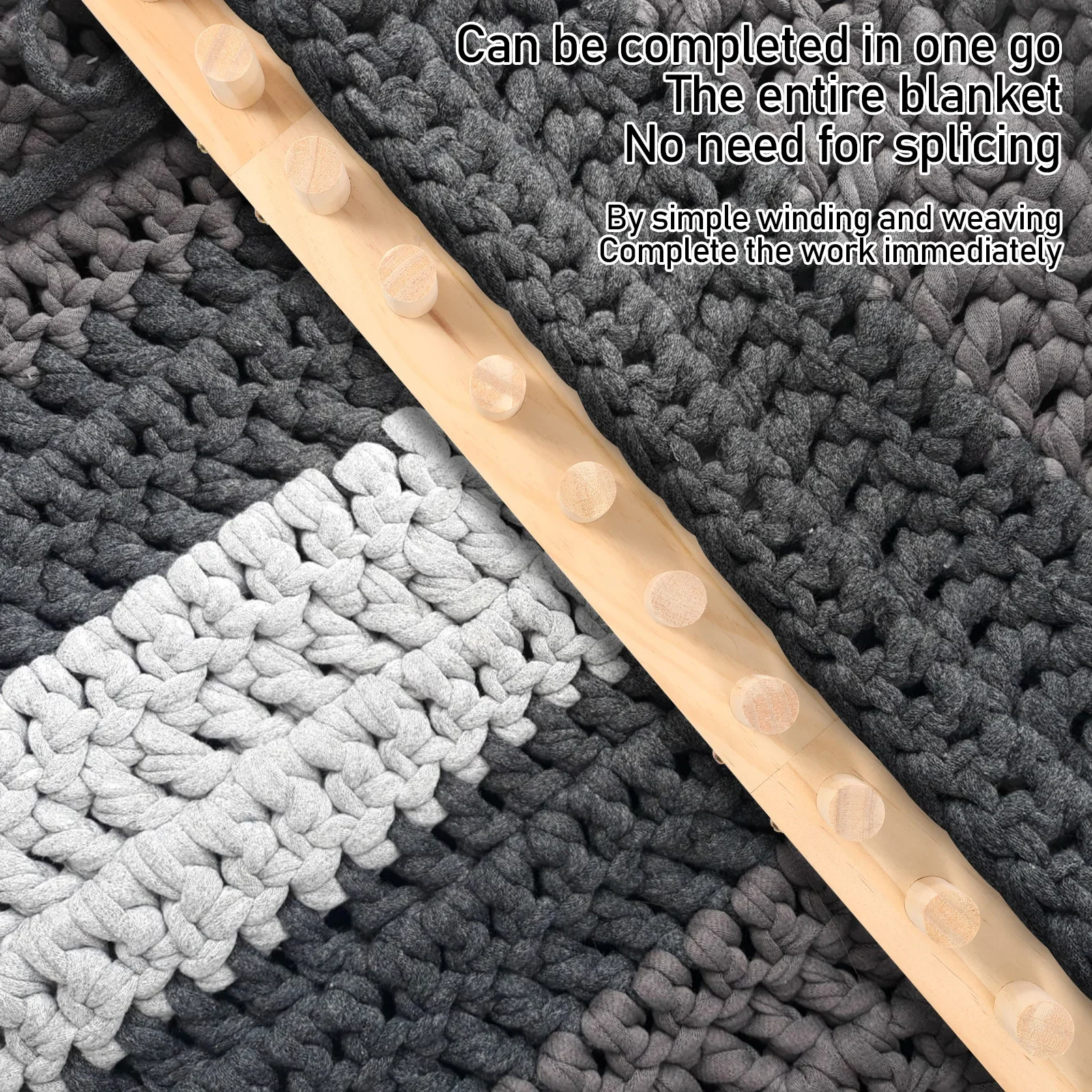 46/47inch Chunky Knitting Blanket Machine Foldable Wooden Chunky Weaving Frame DIY Hand Knitting Tool for Beginners Crafts