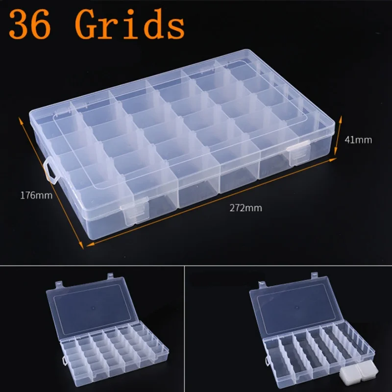 Adjustable 1-36 Grids Compartment Plastic Storage Box Jewelry Earring Bead Screw Holder Case Display Organizer Container