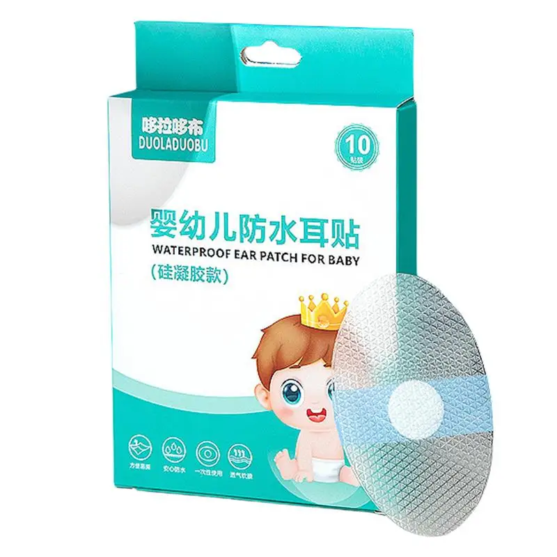 Kids Ear Covers For Water 10PCS Shower Ear Protection Soft Breathable Adhesive Ear Patch Baby Ear Covers Swimming Shower Ear