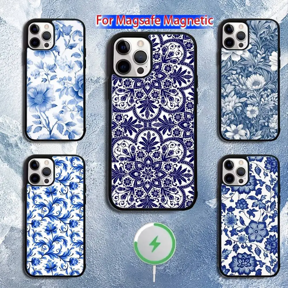 

Blue and White Porcelain Phone Case For iPhone 16,15,14,13,12,11,Pro,Max,Plus,Mini,Magsafe,Magnetic Wireless Charging Case