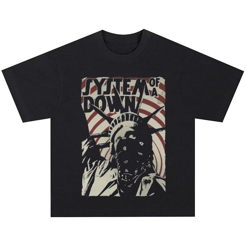 

System of A Down Band Rock American Retro Cotton Printed Trendy T-Shirt Street Trendy Short Sleeve Vintage T-Shirt