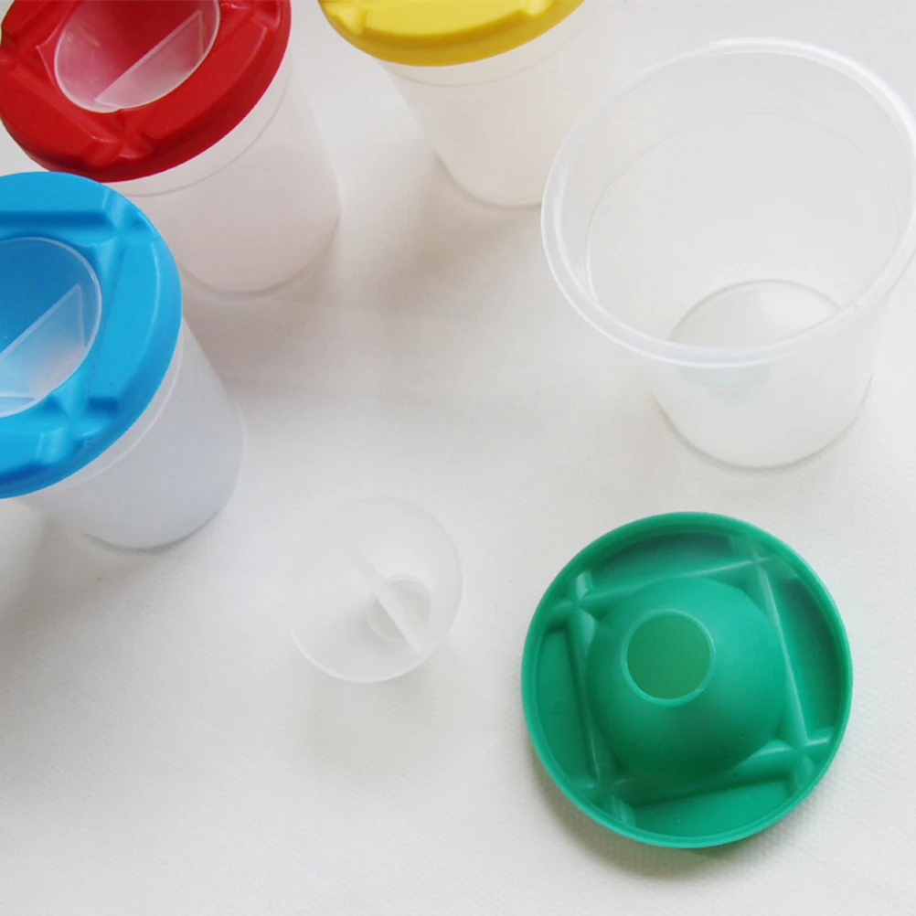 

1 set Wash Cups Brushes Kids Drawing Tool Painting Set Easy Use Colorful Handles Art Class Home DIY Craft Gift