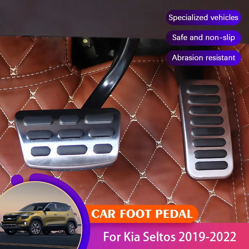 

AT MT Car No Drilling Pedals Covers For Kia Seltos 2022 Acessories 2019 2020 2021 Car Brake Clutch Foot Pedals Pads Acessories