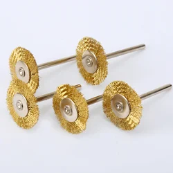 5PCS 25mm Brass Wire Wheel Brushes for Dremel Accessories Mini Drill Polishing Grinding For Grinder Rotary Tools 3.17mm Shank