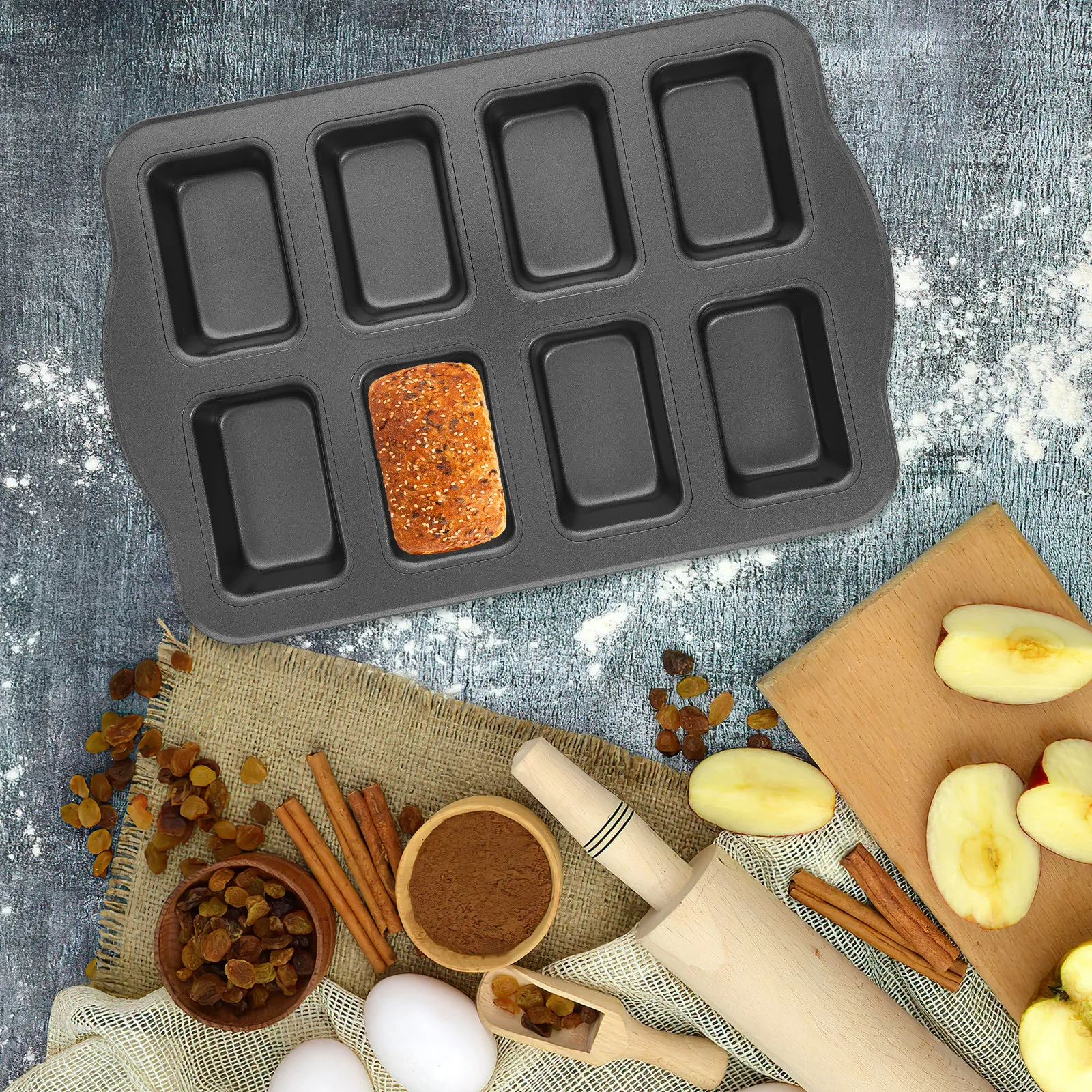 Mini Loaf Pan Carbon Steel Non-Stick Baking Mold for Cake Bread Muffins Hot Dogs Pumpkin Loaf Crispy Outside Soft Inside Oven