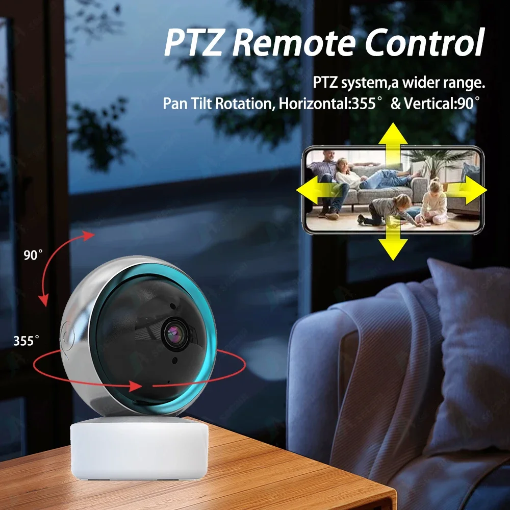 Imagem -03 - Câmera de Segurança Inteligente sem Fio para Casa Interior Full ir Visão Noturna Wi-fi ip Ptz Lâmpada 5mp 360 °