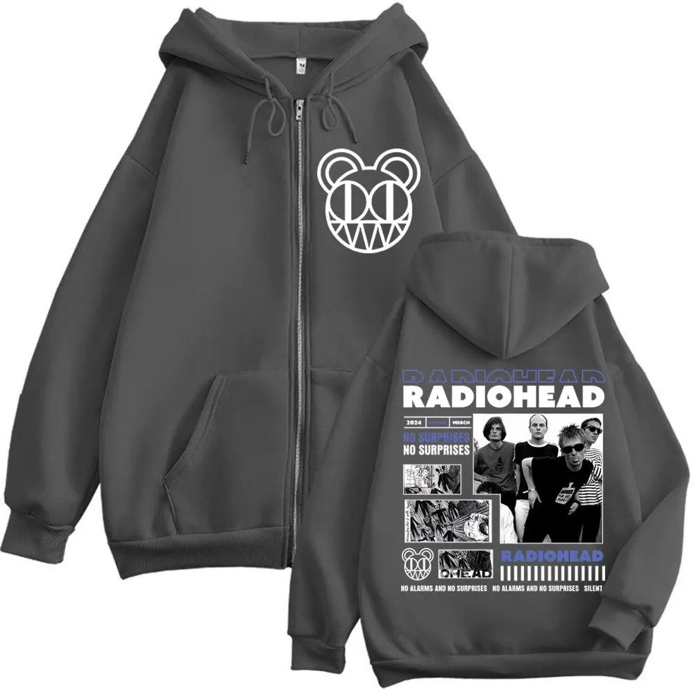 Rock Band Radiohead Zipper Hoodie OK Computer No Surprises Merch