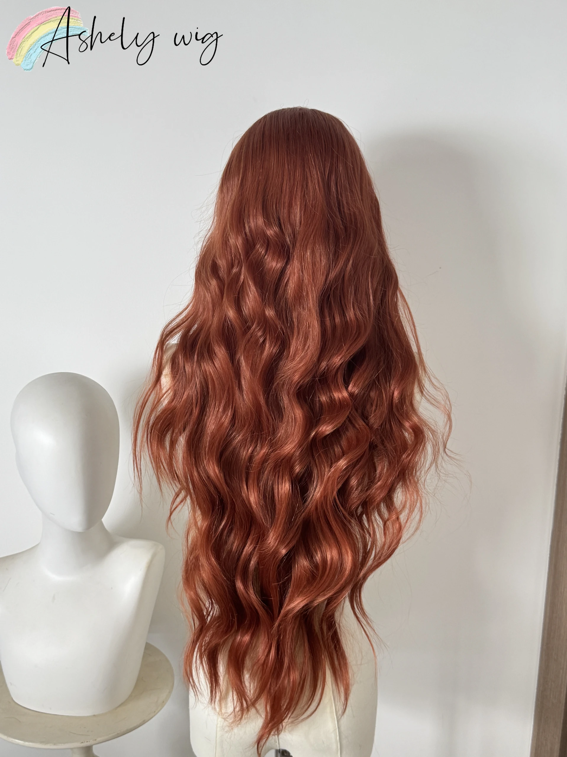 Dark Orange Wig for Women 26 Inch 13*4 Lace Front Wig Long Wavy Hair Natural Hairline Synthetic Lace Wigs for Dialy Use Cospaly