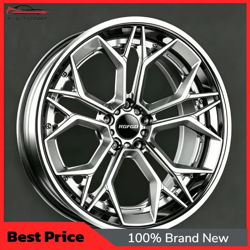 【2026】2 Piece Forged Alloy Wheel 15 26 Inch Polygon Blade Polished Lip 5 Holes Custom Rims For Sport Car Aftermarket Modificatio
