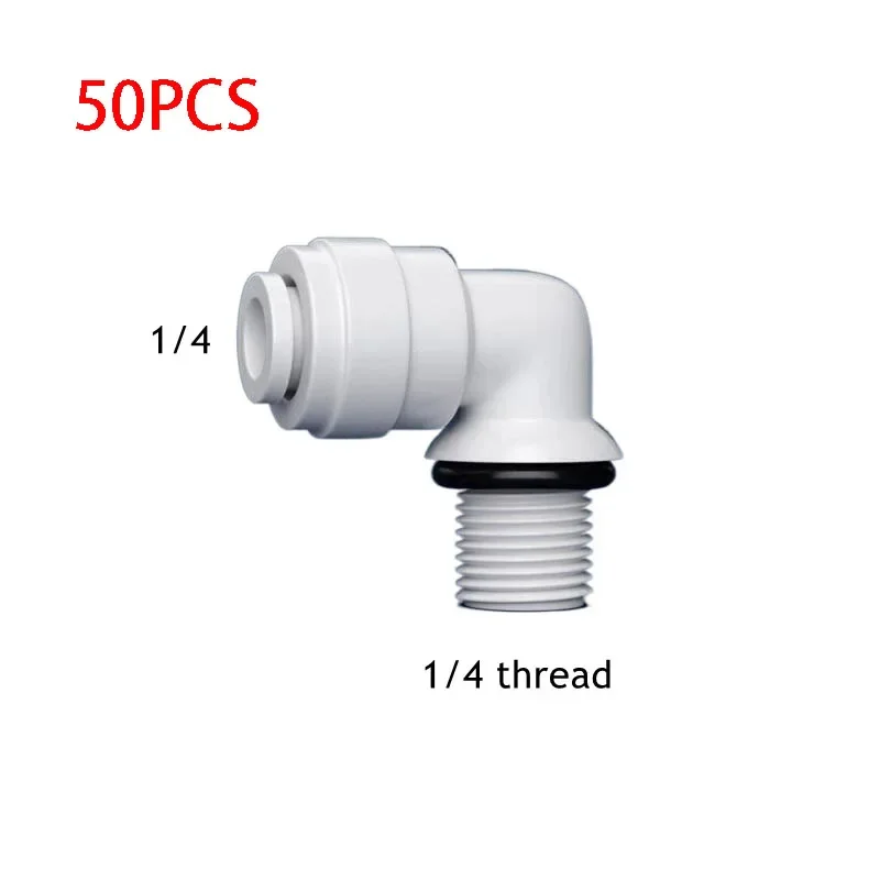 

50Pcs/Lot 1/4" Male Thread - 1/4" Elbow RO Water Fitting 6.5mm POM Hose PE Pipe Quick Connector Water Filter Parts