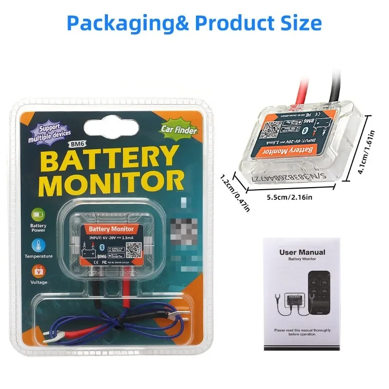 

For Android IOS Wireless Bluetooth 4.0 12V Battery Monitory BM6 with Car Battery Health Check APP Monitoring Battery Tester Hot