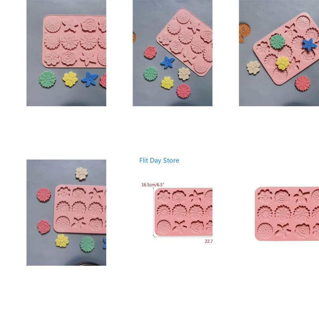 F92C 12-Cavity Flower Shaped Silicone Mold Easy Release Chocolate Molds Cake Moulds Cookie Mould Silicone Baking Accessories