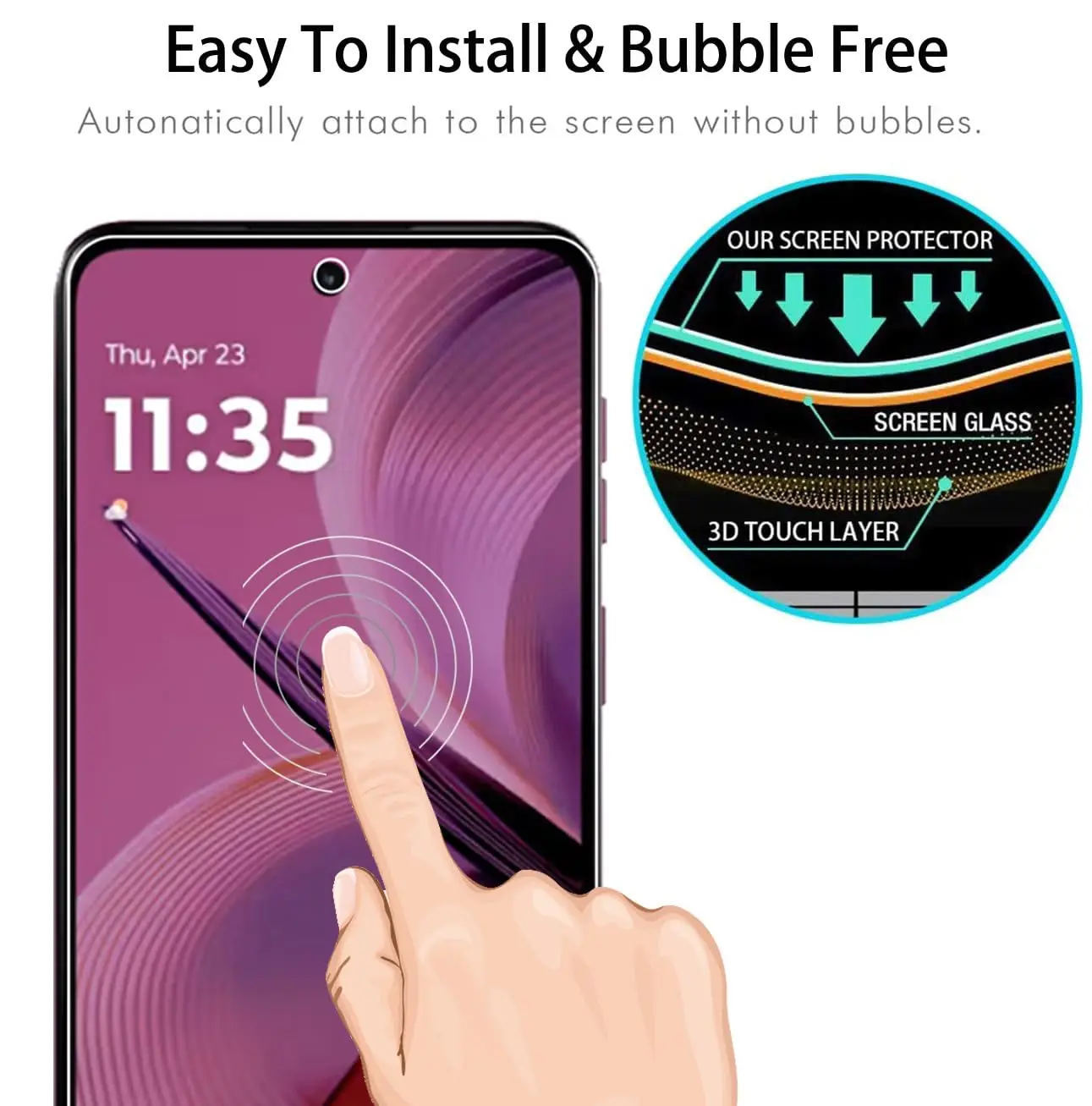 Displayschutzfolie für Moto G55 5G Motorola, gehärtetes Glas HD Crystal Mica 9H, kratzfest, case-freundlich, hochaluminiumhaltig – Detail 3