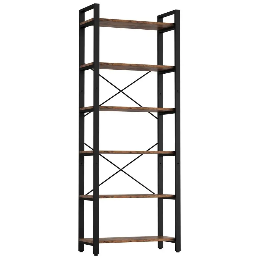 

Bookshelf 6Tier Ladder Shelf 110lbs Display Shelf Vintage Industrial Style Bookcase for Home Office, Living Room