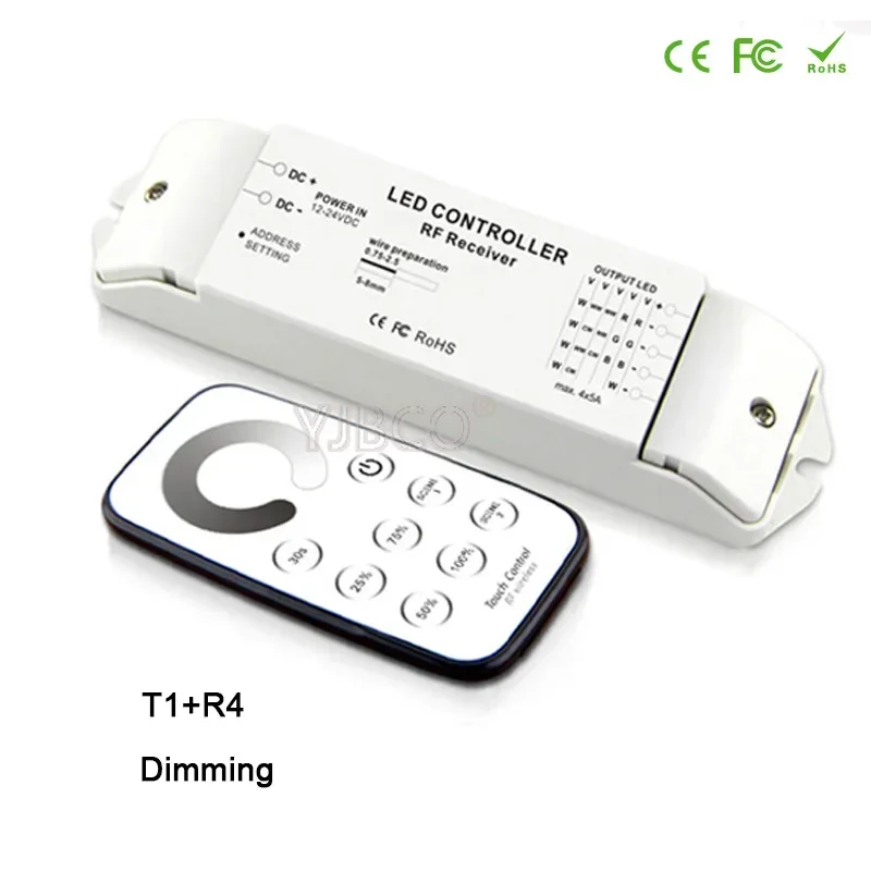 Bincolor 12V 24V DC single color RGB LED Strip controller CCT /RGBW/CW CCT dimmer Receiver & wireless remote light tape Switch