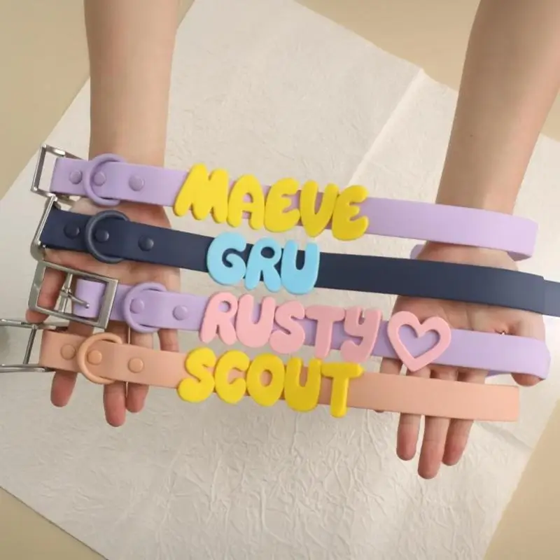 DIY Silicone Letter Charms Custom Dog Name Decor Anti-Fall Waterproof Fit for Thick Thin PVC Pet Collars