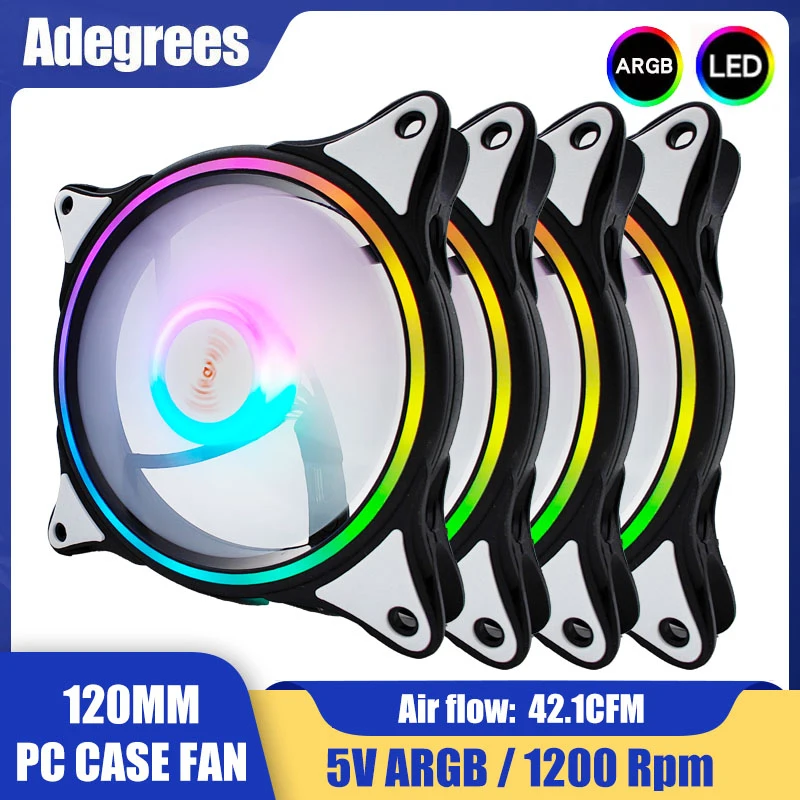 120mm Argb PC-Gehäuse Lüfter 4-polige 5V LED Aura Sync einstellbare Computer leise Lüfter Ventil ador