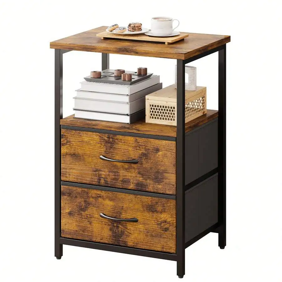 1 Or 2 Drawers Night Stand, Nightstand With Fabric Drawers, End Table With PU Finish, Bedside Table, Bedroom Furniture