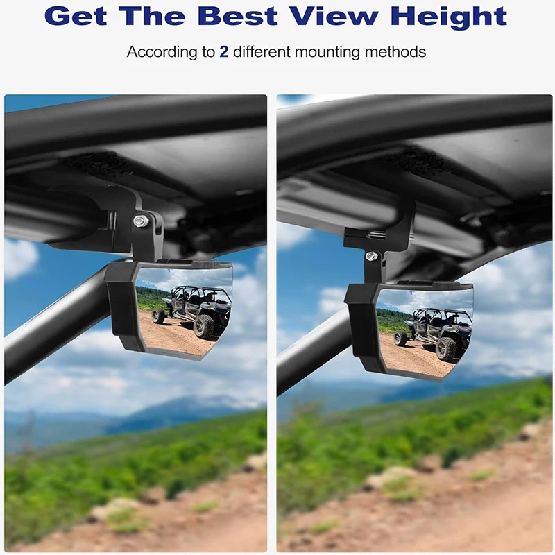 UTV Rear View Mirror HD SXS UTV Center Mirror with Aluminum Clamp fits 1.5