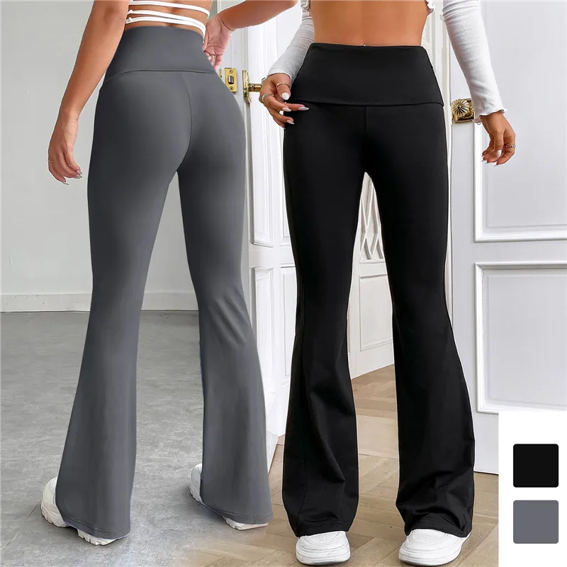 1PC High Waist Hip Lift Flared Pants Lulu Four-Sided Stretch Seamless Yoga Pants Professional Pilates Fitness Women Leggings