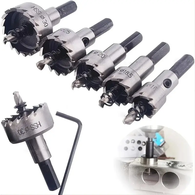 A7THK-High-Speed-Steel Hole Opener Hole Saw Kit Drill Bit Set For Metal Steel Aluminum Plastic&Wood