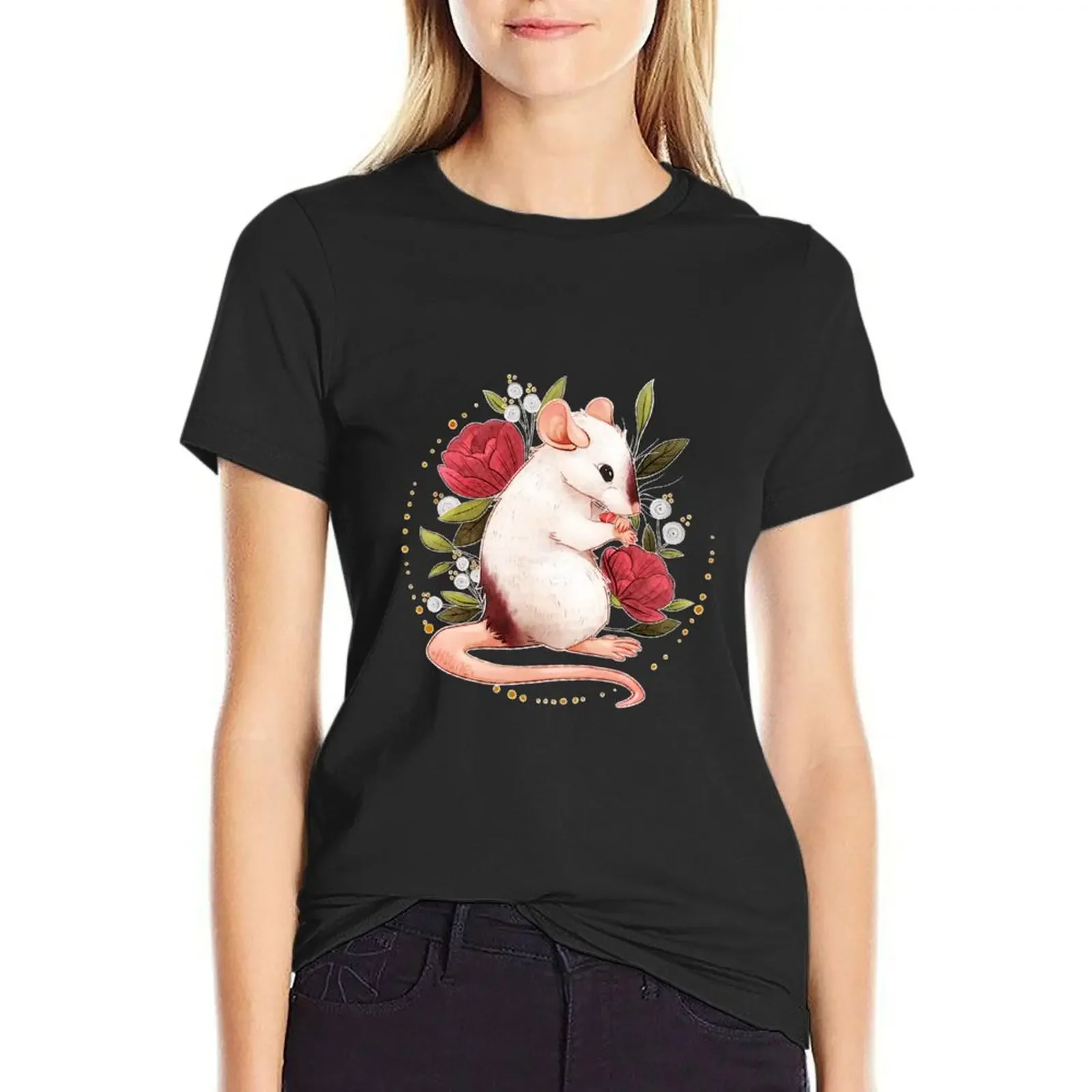 

Rat Peonies T-Shirt blanks animal print quick drying sublime oversized workout shirts for Women