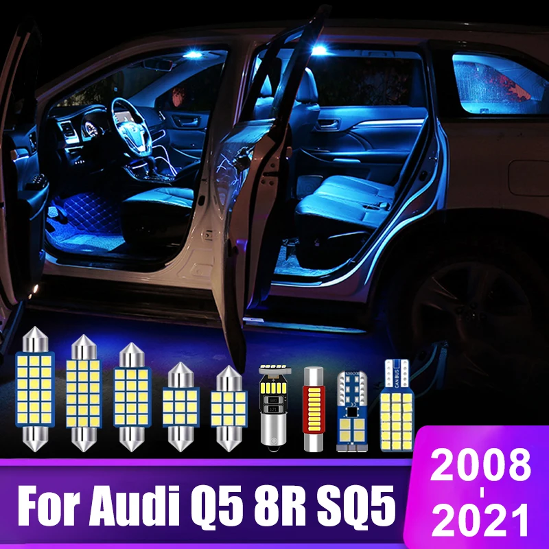 For Audi Q5 8R SQ5 2008~ 2015 2016 2017 2018 2019 2020 2021 14pcs Car LED Bulbs Interior Reading Lamps Trunk Light Accessories