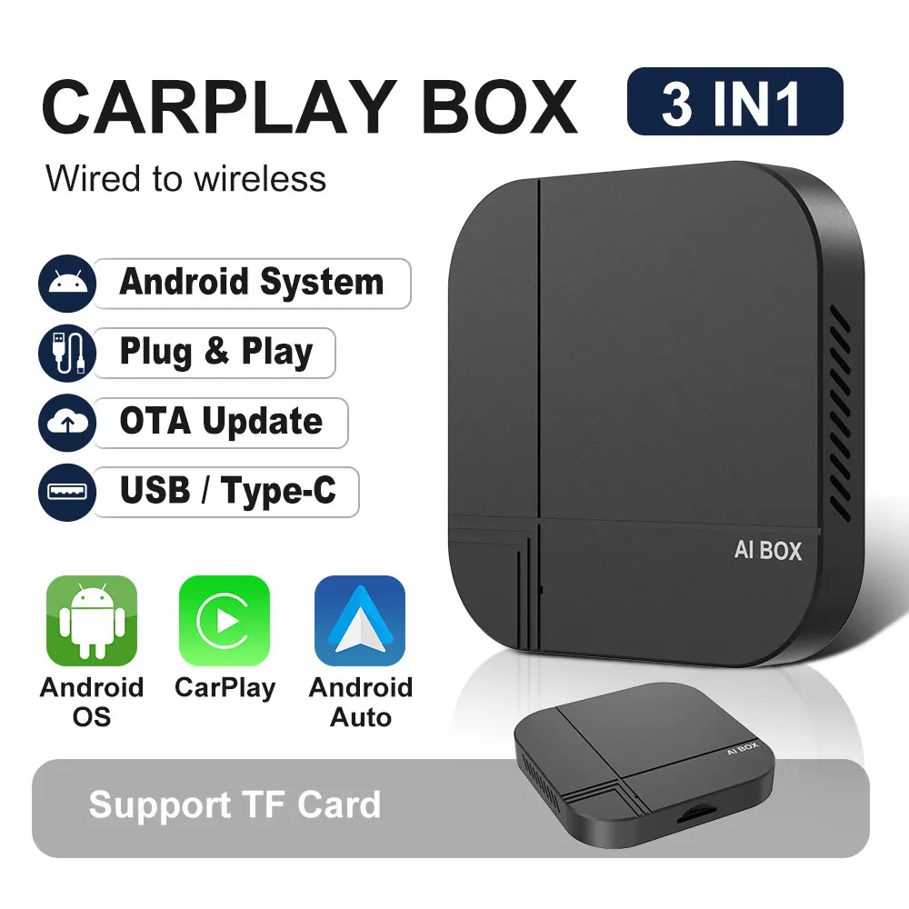 Kowankit Android 12 Smart Box Wireless CarPlay Android Auto 4G+32G TV Box Car Multimedia Player Auto Connect For Youtube Netflix
