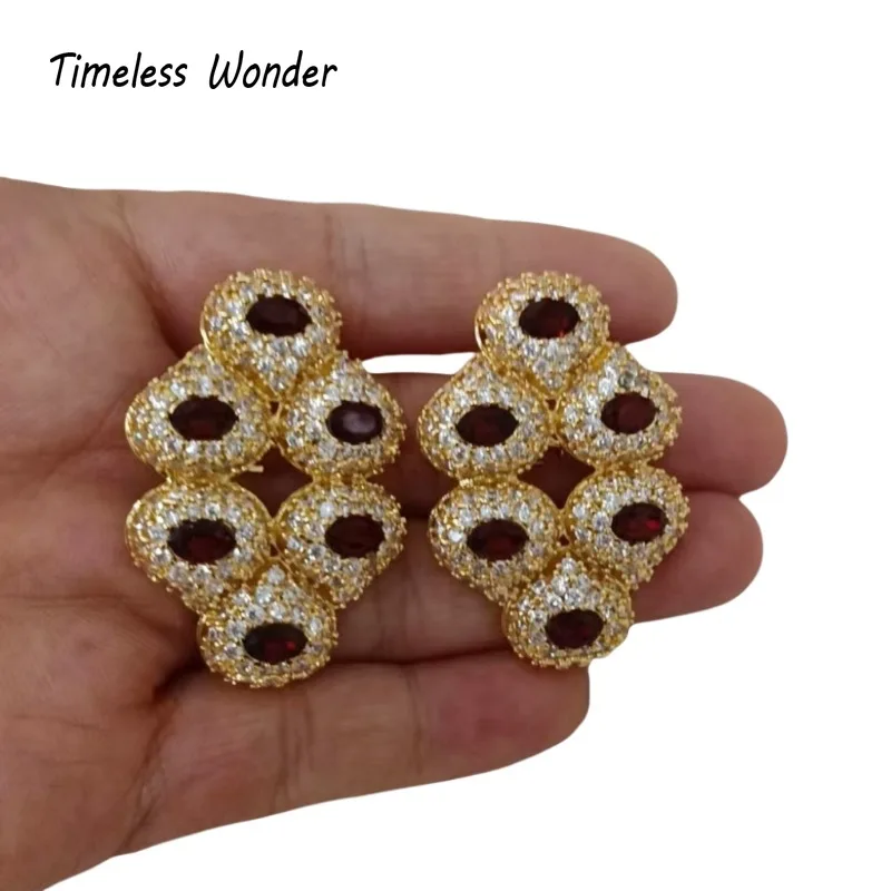 Timeless Wonder Fancy Zircon Geo Glass Clip on Earrings for Women Designer Jewelry Gift Brincos Trendy Top Mix Rare Sweet 3288