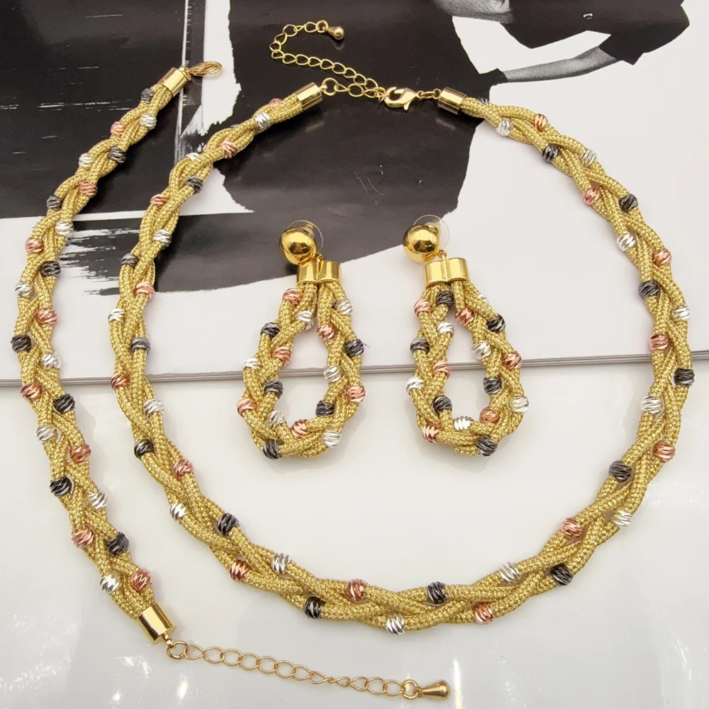 

Yuminglai Dubai Gold-Plated Jewelry Set For Women Earrings Bracelet Rings Wedding Party Gifts Women's Accessories FHK22416