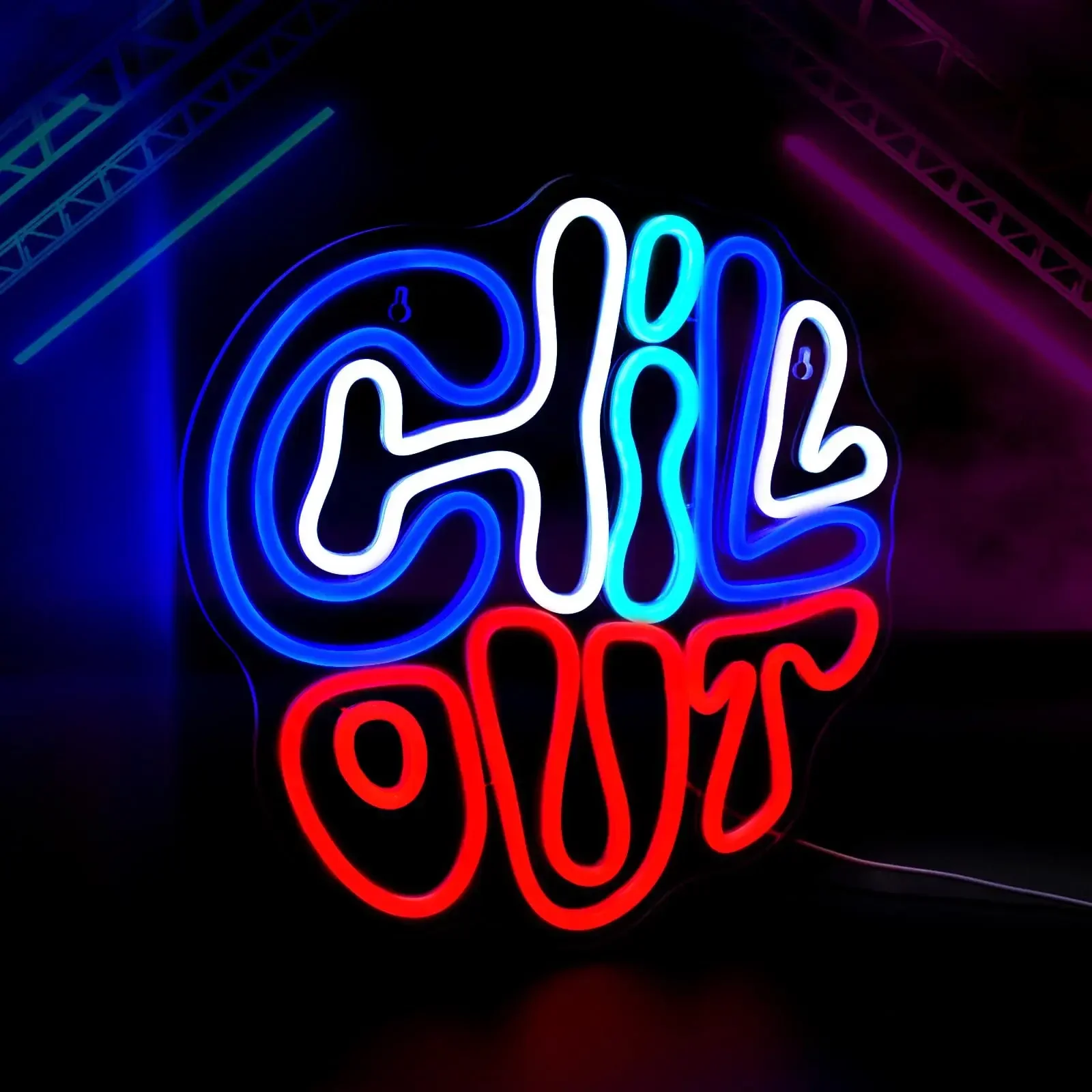 

Неоновая вывеска CHILL OUT с USB-питанием, регулируемая светодиодная неоновая подсветка для спальни, гостиной, клуба, бара, мужской комнаты, подарки для вечеринок, украшение для стен
