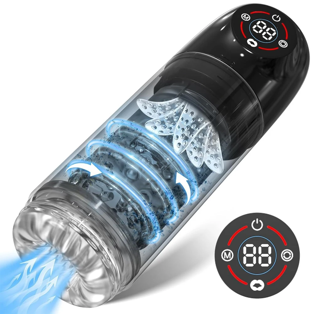 Automatic Thrusting Rotation Male Masturbator LCD Vacuum Penis Pump Vagina Pusssy Blowjob Adult Sex Toys For Men 18 