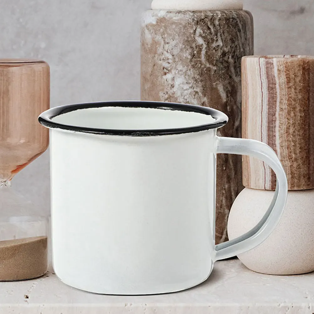 

2Pcs Thick Retro Enamel Mugs Heat-Resist Water Cups Coffee Tea Wine Cups Classics Multi-Use Enamel Water Mugs